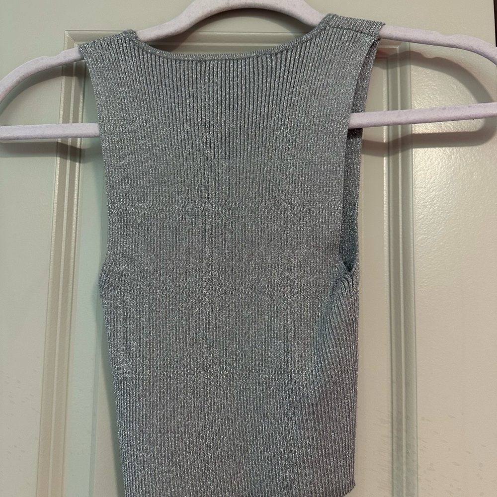 Zara Metallic Gray Ribbed Tank Top - Picture 2 of 2